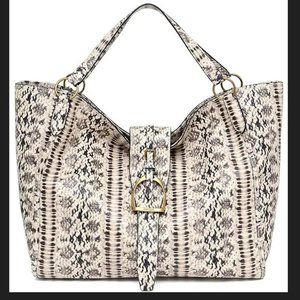 NWT Margot Adele Python Embossed Oversized Leather Tote Bag PLUS Wristlet $506